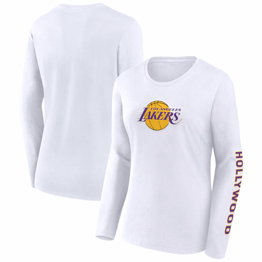 Women's Los Angeles Lakers Fanatics White Long Sleeve T-Shirt