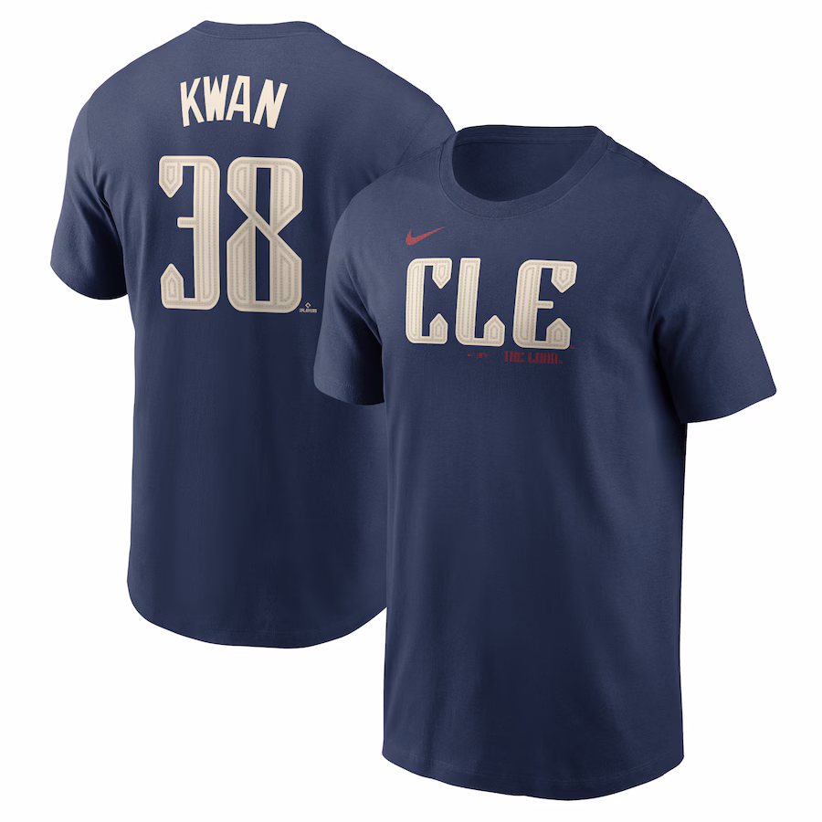 Men's Cleveland Guardians Steven Kwan Nike Navy 2024 City Connect Name & Number T-Shirt