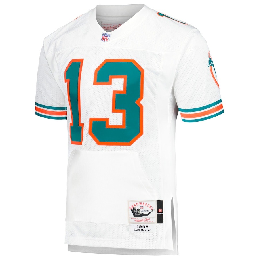 Men's Miami Dolphins 1995 Dan Marino Mitchell & Ness White Authentic Throwback Retired Player Jersey