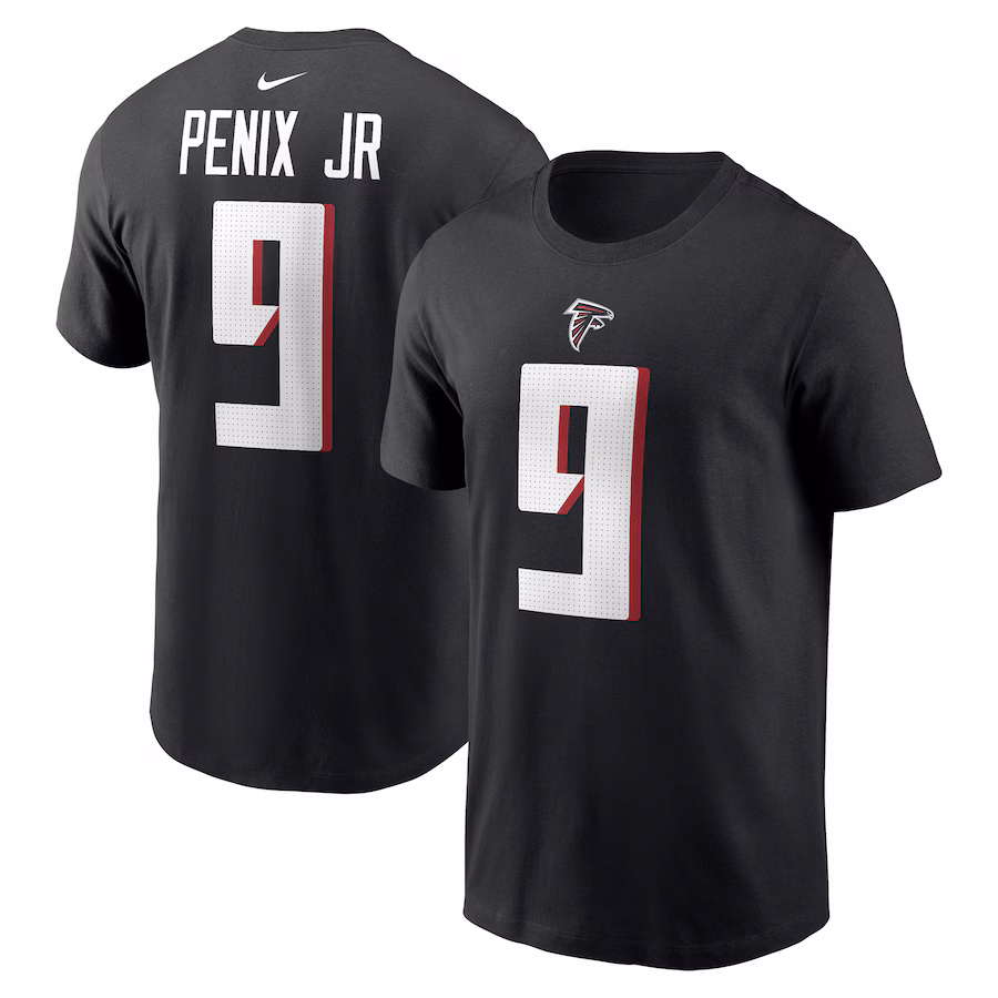 Men's Atlanta Falcons Michael Penix Jr. Nike Black  Name & Number T-Shirt