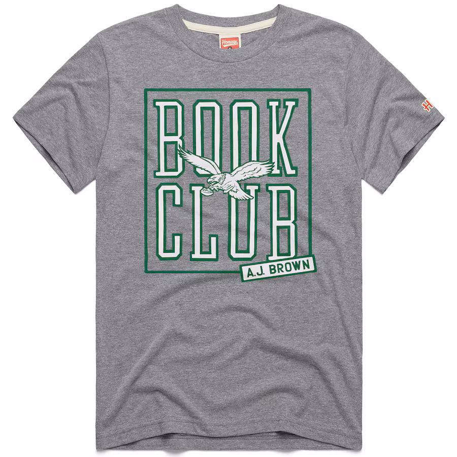 Men's Philadelphia Eagles A.J. Brown Homage Gray  Book Club Tri-Blend T-Shirt