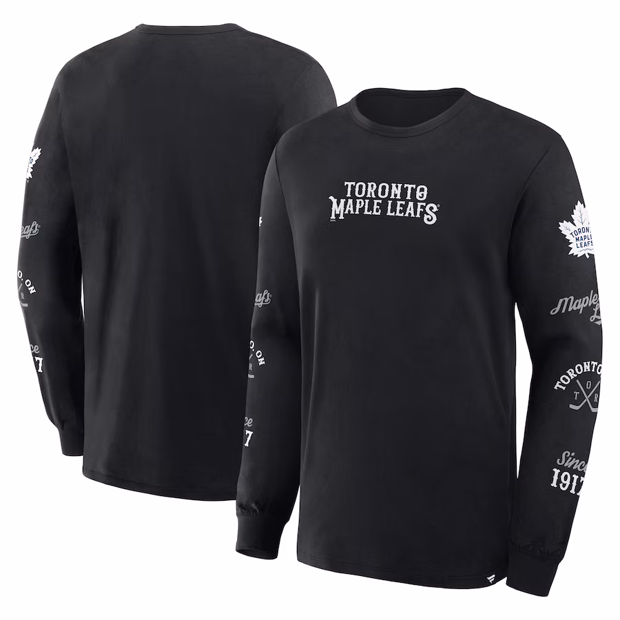 Men's Toronto Maple Leafs Fanatics Black Boxed In Legacy Long Sleeve T-Shirt
