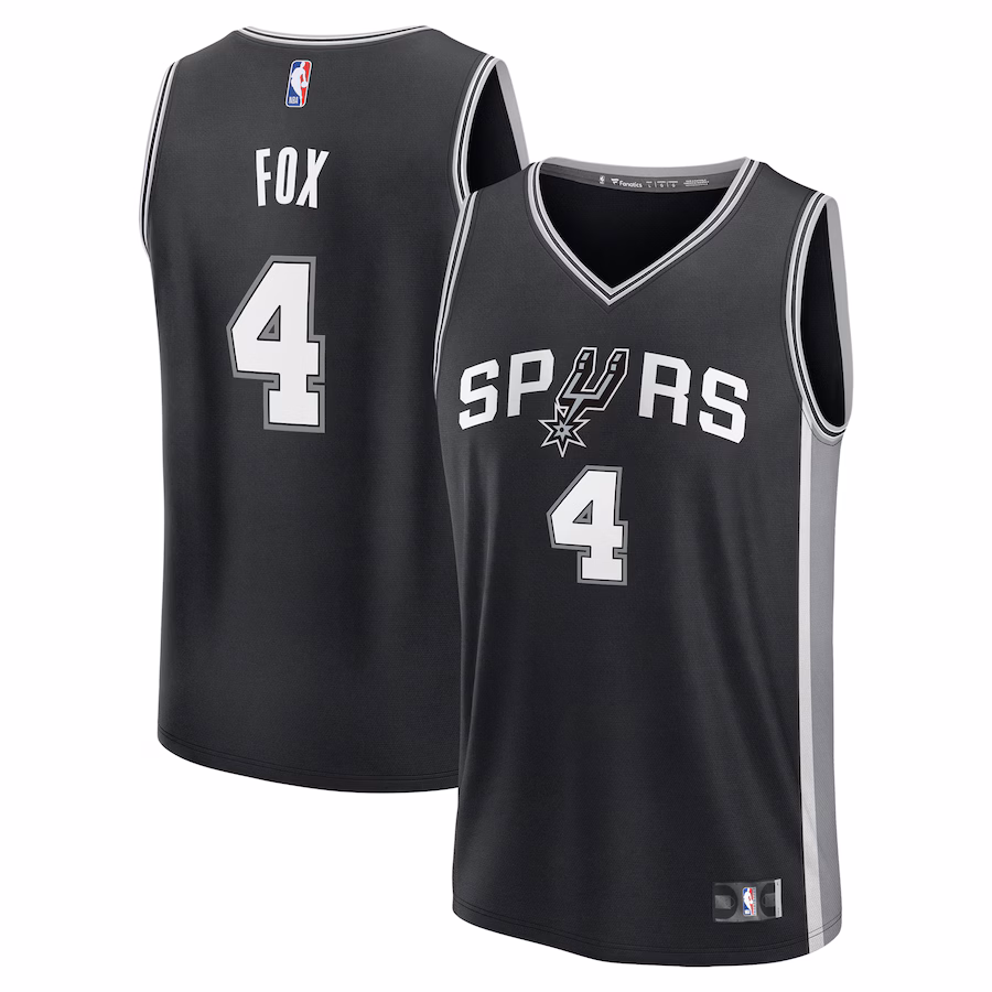 Youth San Antonio Spurs De'Aaron Fox Fanatics Black Fast Break Replica Player Jersey - Icon Edition