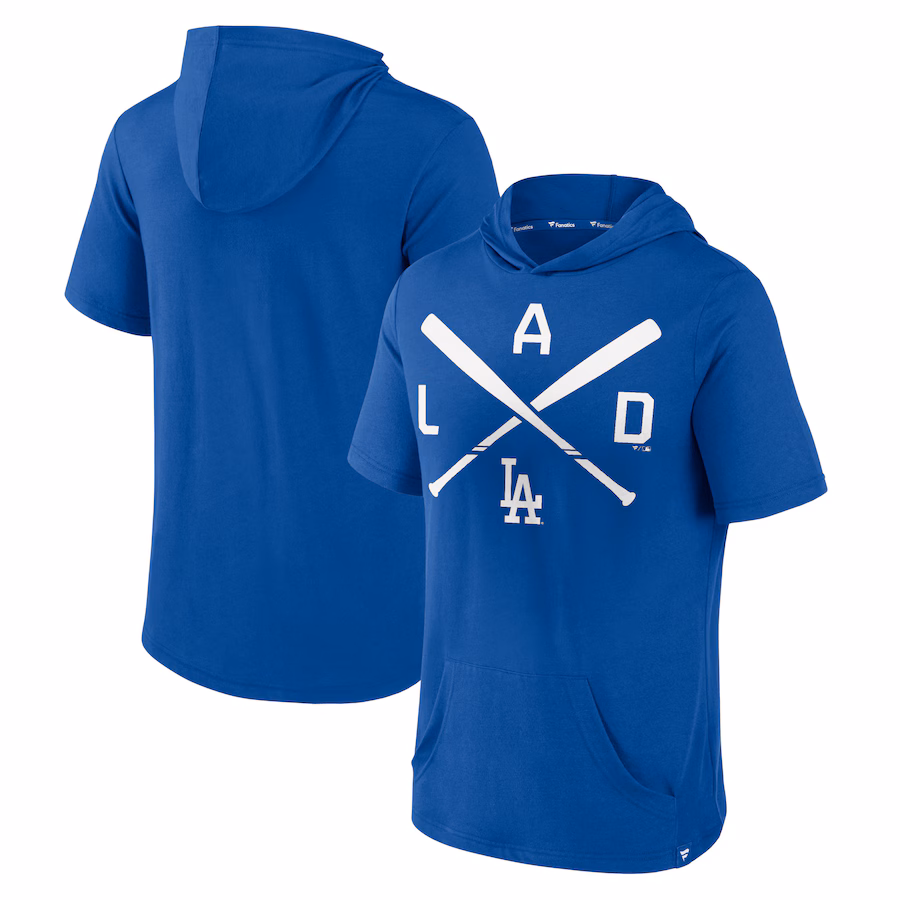 Men's Los Angeles Dodgers Fanatics Royal Iconic Rebel Short Sleeve Hooded Top