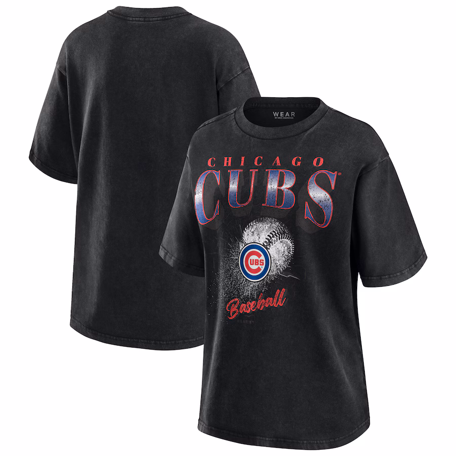 Women's Chicago Cubs WEAR by Erin Andrews Charcoal Boyfriend T-Shirt