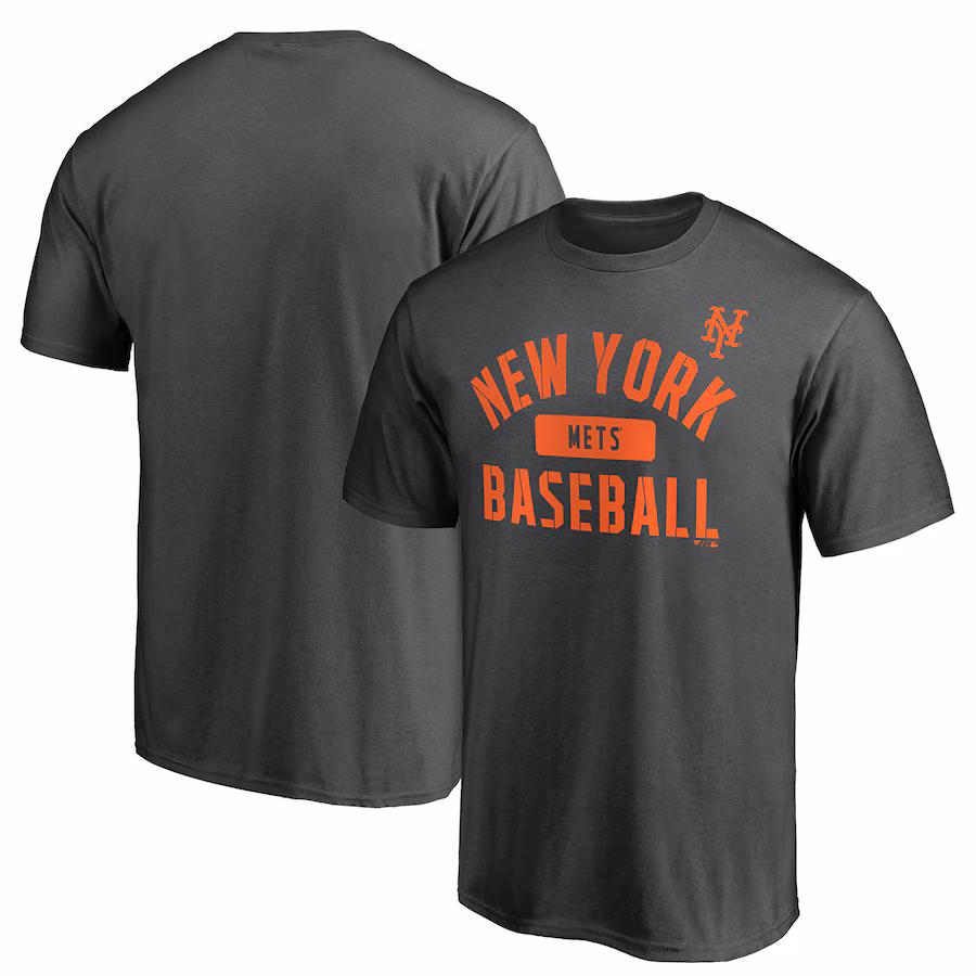 Men's New York Mets Charcoal Team Primary Pill T-Shirt
