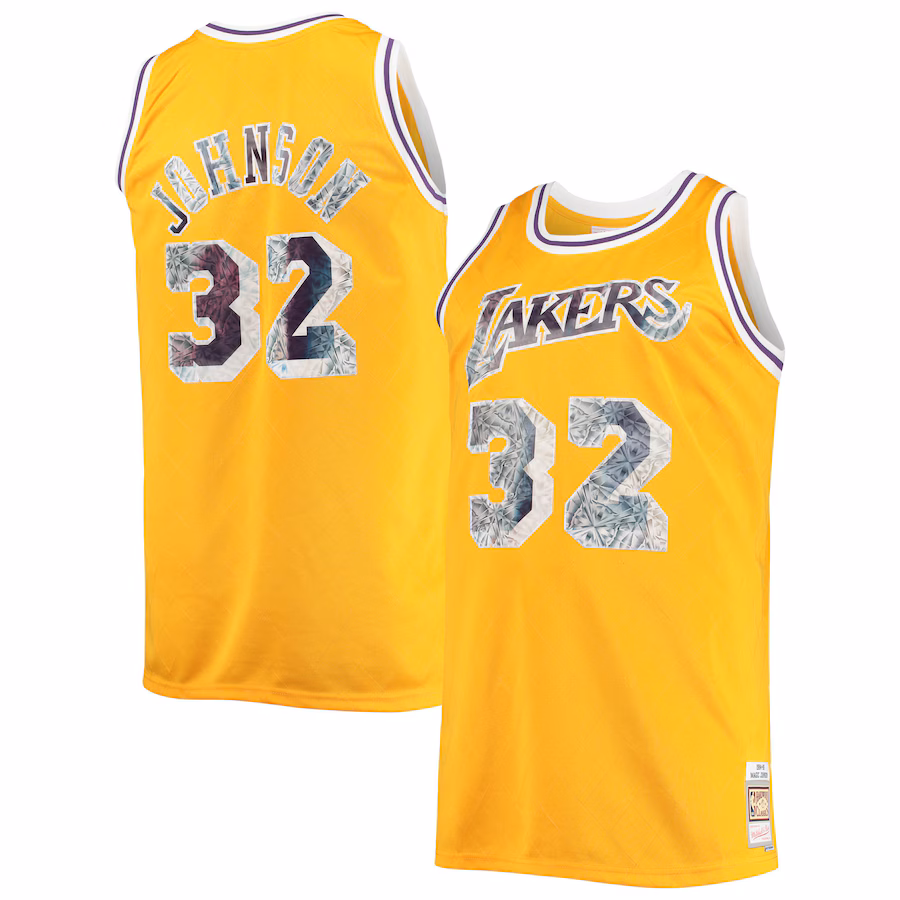 Men's Los Angeles Lakers Magic Johnson Mitchell & Ness Gold Big & Tall 1984/85 NBA 75th Anniversary Diamond Swingman Jersey