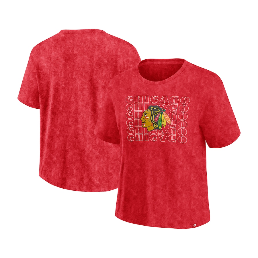 Women's Chicago Blackhawks Fanatics Red Faded Wash T-Shirt