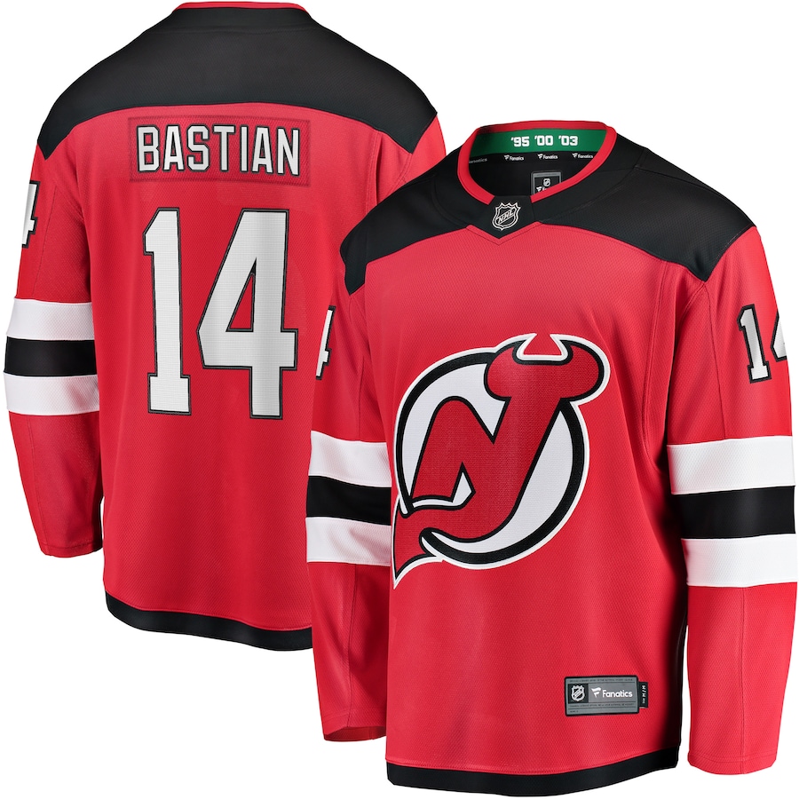 Men's New Jersey Devils Nathan Bastian Fanatics Red Home Breakaway Player Jersey