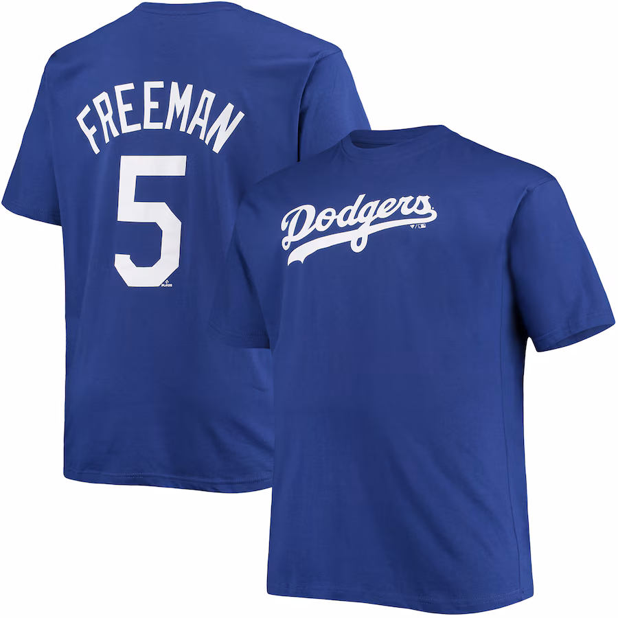 Men's Los Angeles Dodgers Freddie Freeman Royal Big & Tall Name & Number T-Shirt