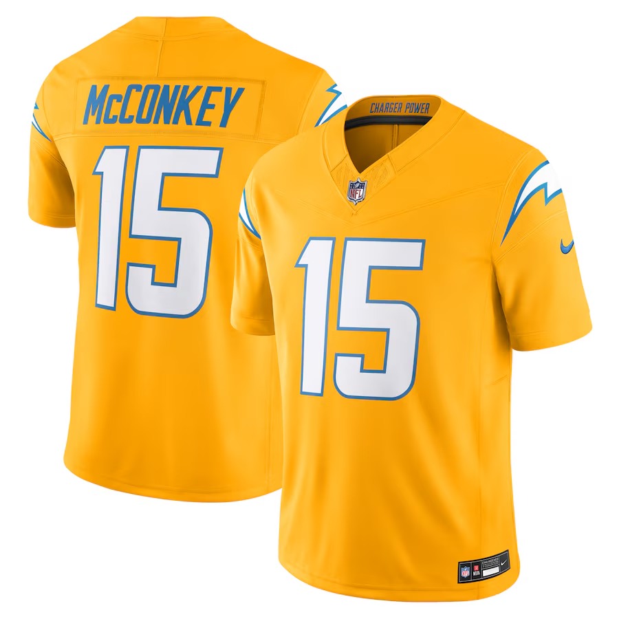 Men's Los Angeles Chargers Ladd McConkey Nike Gold Alternate Charger Power Vapor F.U.S.E. Limited Jersey