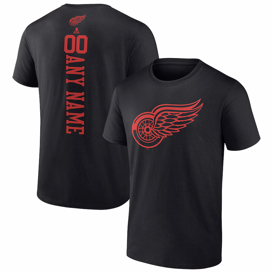 Men's Detroit Red Wings Black Personalized One Color T-Shirt