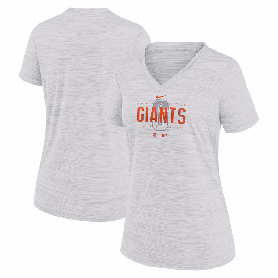 Women's San Francisco Giants Nike White City Connect Velocity Practice Performance V-Neck T-Shirt