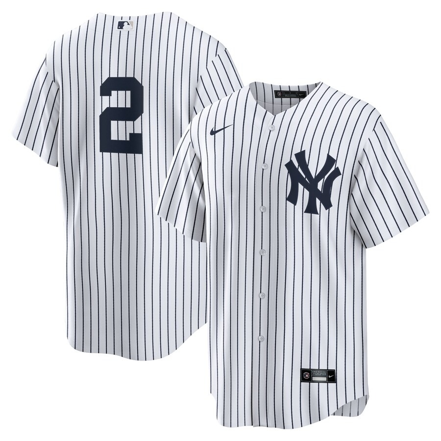 Men's New York Yankees Derek Jeter Nike White/Navy 2020 Hall of Fame Induction Home Replica Player Name Jersey