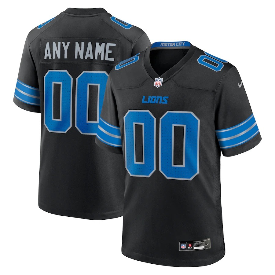 Men's Detroit Lions  Nike Black Alternate Custom Game Jersey