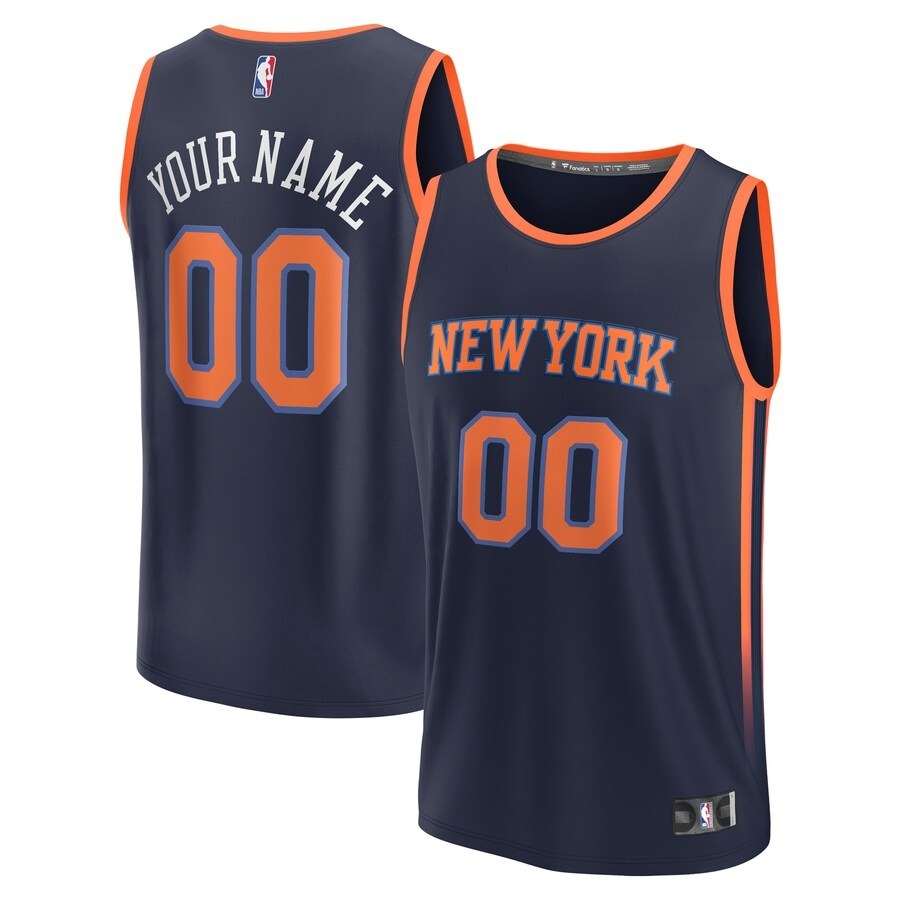 Men's New York Knicks Fanatics Navy Fast Break Custom Jersey - Statement Edition