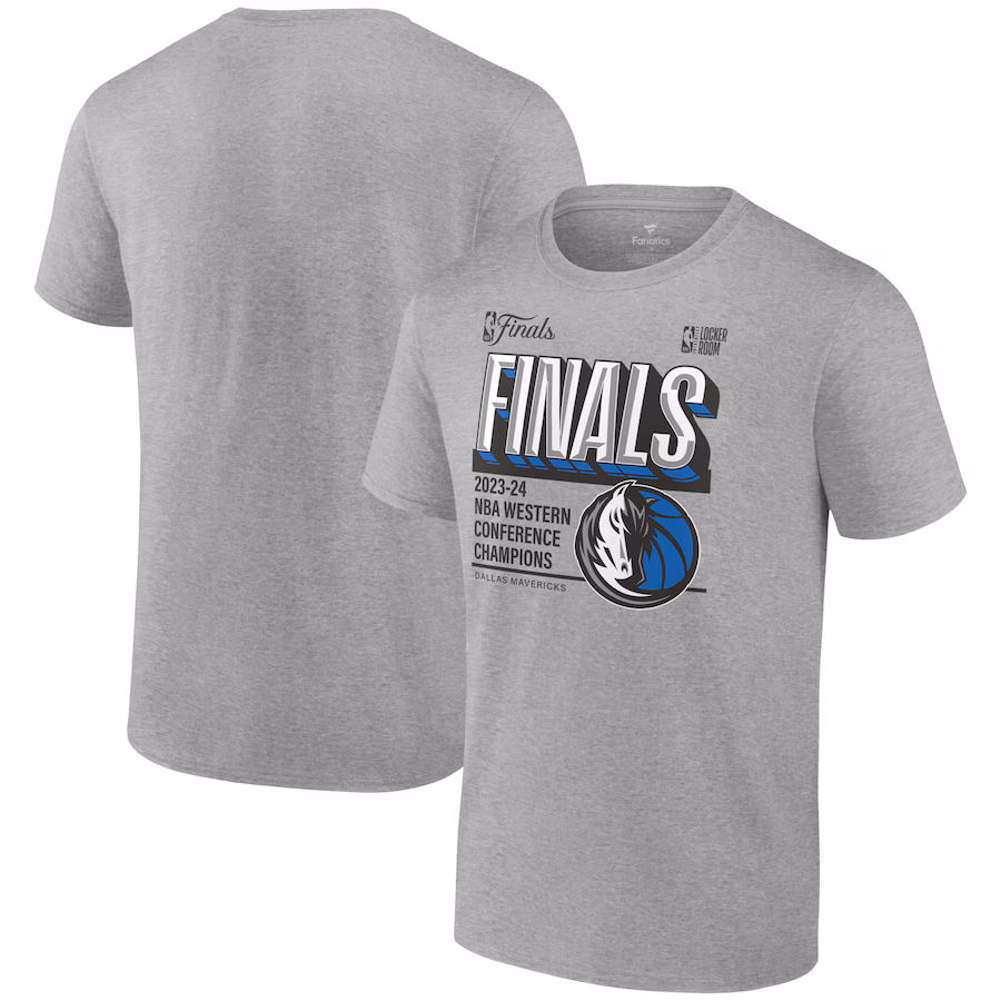 Men's Dallas Mavericks Fanatics Steel 2024 Western Conference Champions Locker Room Post Up Move T-Shirt