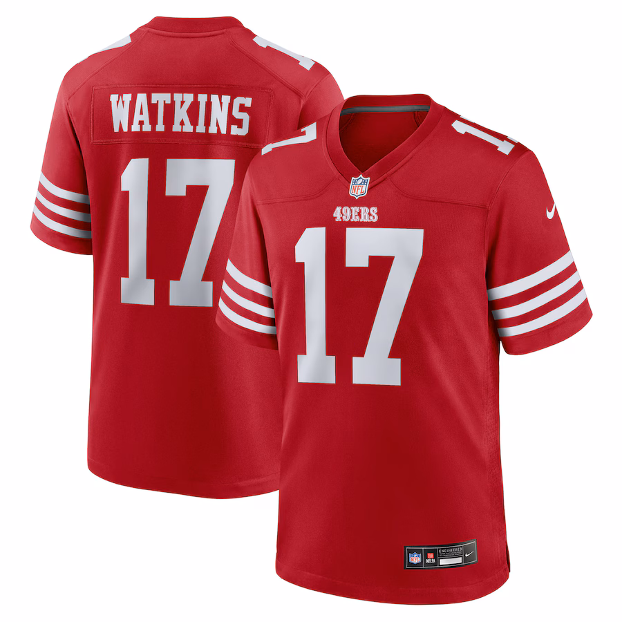 Men's San Francisco 49ers Jordan Watkins Nike Scarlet Team Game Jersey