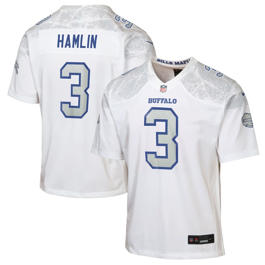 Youth Buffalo Bills Damar Hamlin Nike White 2025 Rivalries Collection Game Jersey