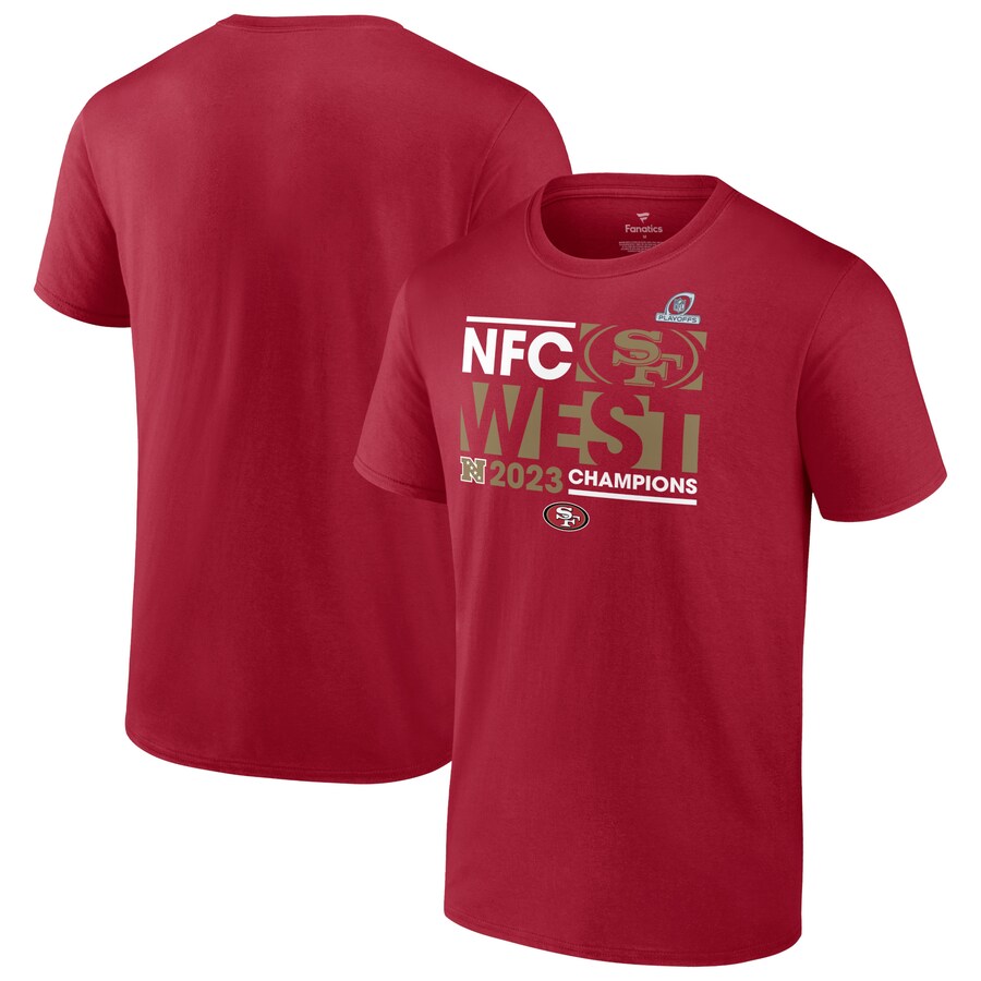 Men's San Francisco 49ers  Fanatics Scarlet 2023 NFC West Division Champions Conquer T-Shirt