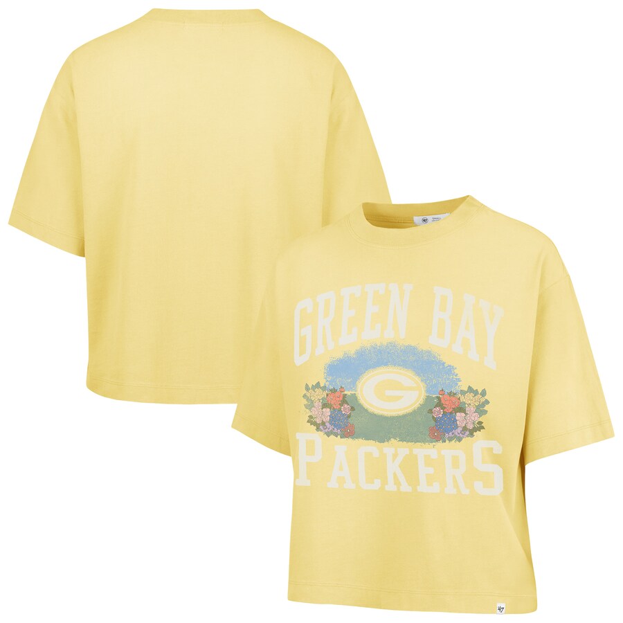 Women's Green Bay Packers  '47 Yellow Florentina Montauk Cropped T-Shirt