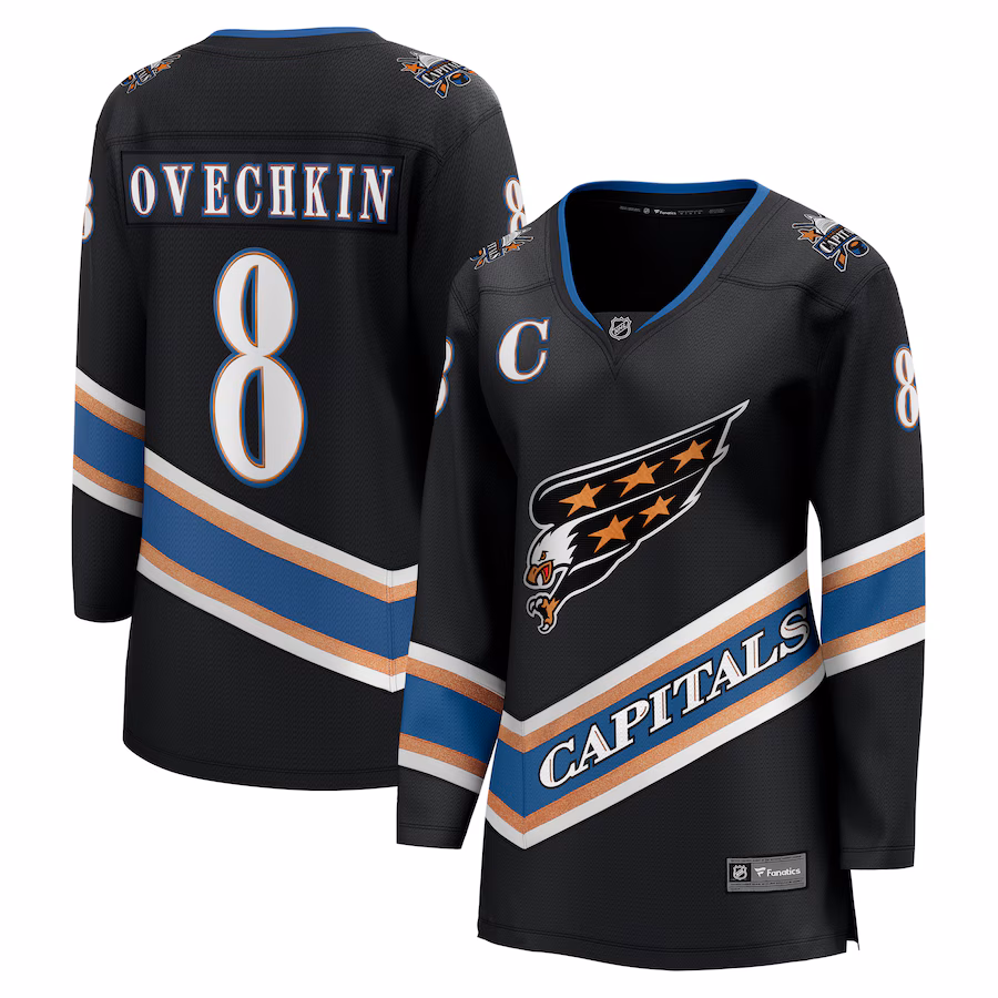 Women's Washington Capitals Alexander Ovechkin Fanatics Black Alternate 50th Anniversary Premier Breakaway Player Jersey