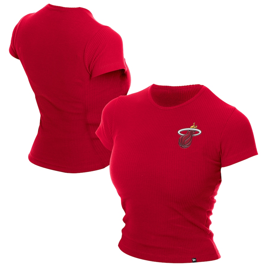 Women's Miami Heat  New Era Dark Red Leisure Collection Baby Doll Cropped T-Shirt