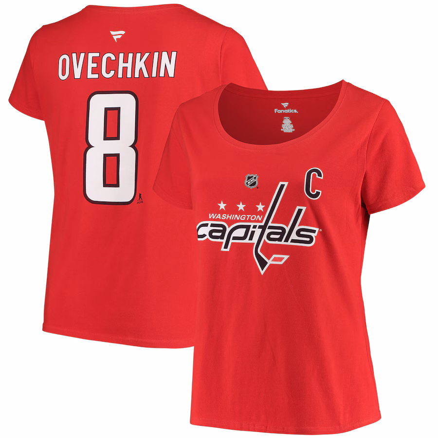 Women's Washington Capitals Alexander Ovechkin Fanatics Red Plus Size Name & Number Scoop Neck T-Shirt