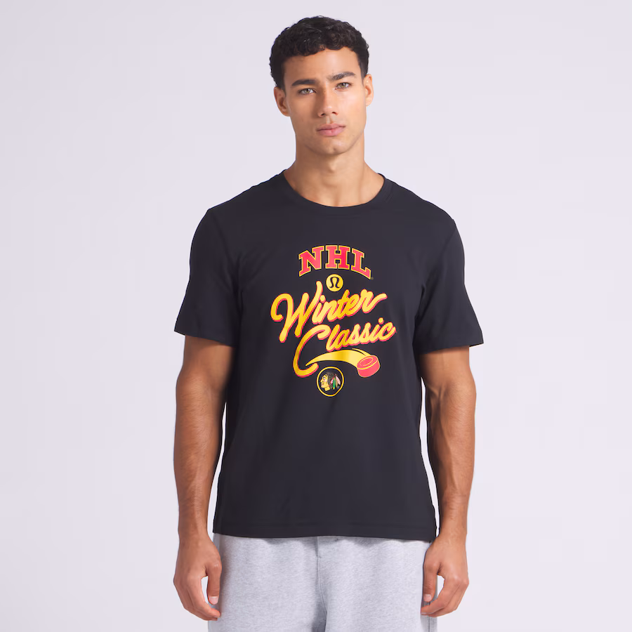 Men's Chicago Blackhawks lululemon Black 2025 NHL Winter Classic Soft Jersey T-Shirt