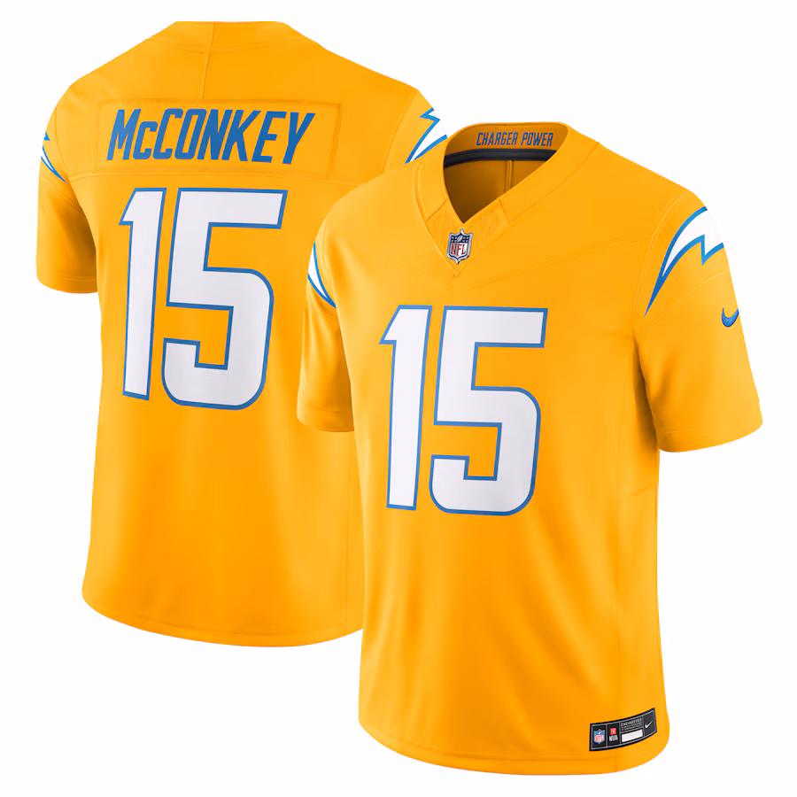 Men's Los Angeles Chargers Ladd McConkey Nike Gold Alternate Charger Power Vapor F.U.S.E. Limited Jersey