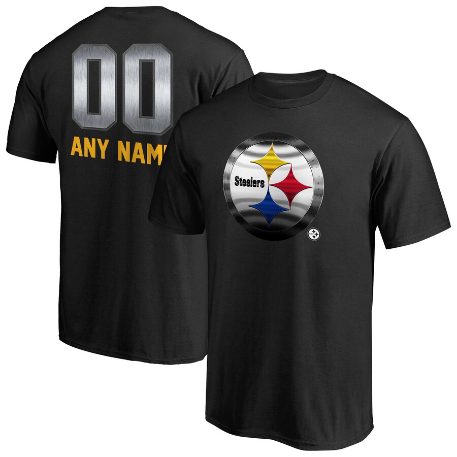 Men's Pittsburgh Steelers Black Personalized Midnight Mascot T-Shirt