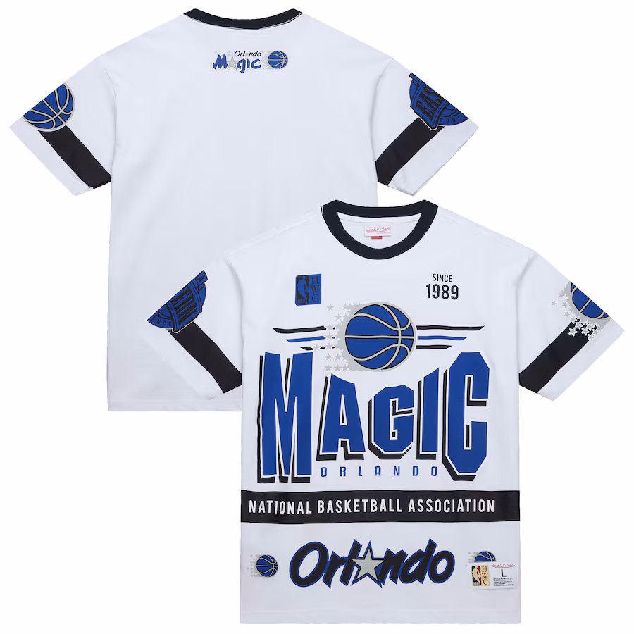 Unisex Orlando Magic  Mitchell & Ness White Hardwood Classics Vintage Team Origins Premium T-Shirt