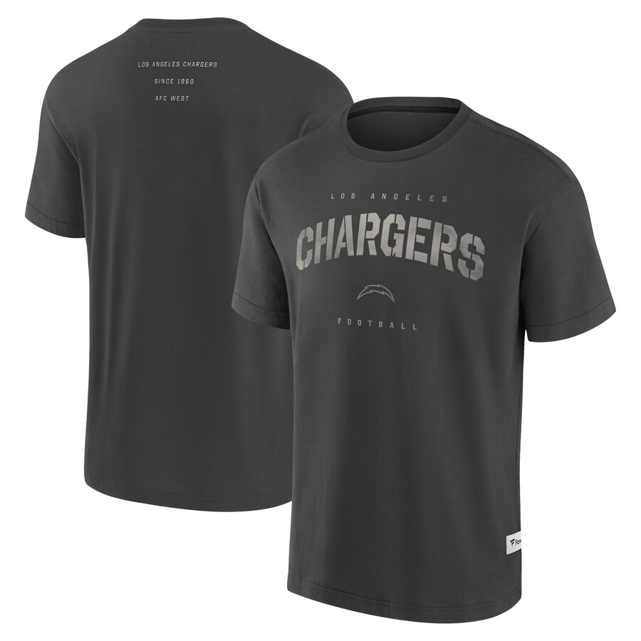 Men's Los Angeles Chargers Fanatics Charcoal Elements Weathered Tonal Future Ground T-Shirt