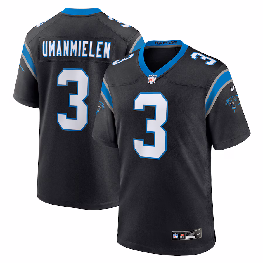 Men's Carolina Panthers Princely Umanmielen Nike Black Team Game Jersey
