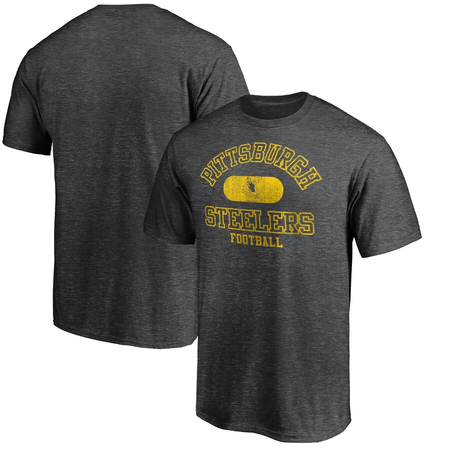 Men's Pittsburgh Steelers Heather Charcoal Varsity Issued Throwback T-Shirt