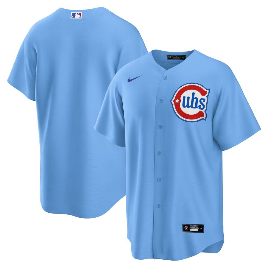 Men's Chicago Cubs Nike Light Blue 2nd Alternate Replica 2.0 Jersey