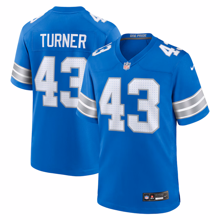 Men's Detroit Lions James Turner Nike  Blue Game Jersey