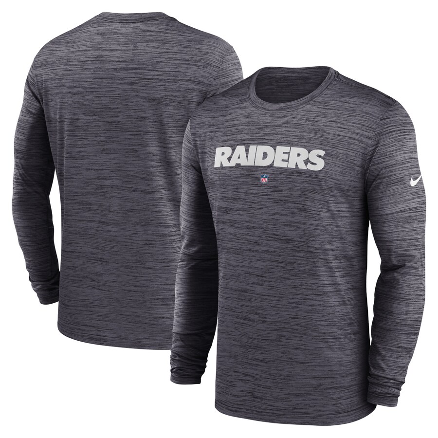 Men's Las Vegas Raiders  Nike Black Sideline Team Velocity Performance Long Sleeve T-Shirt