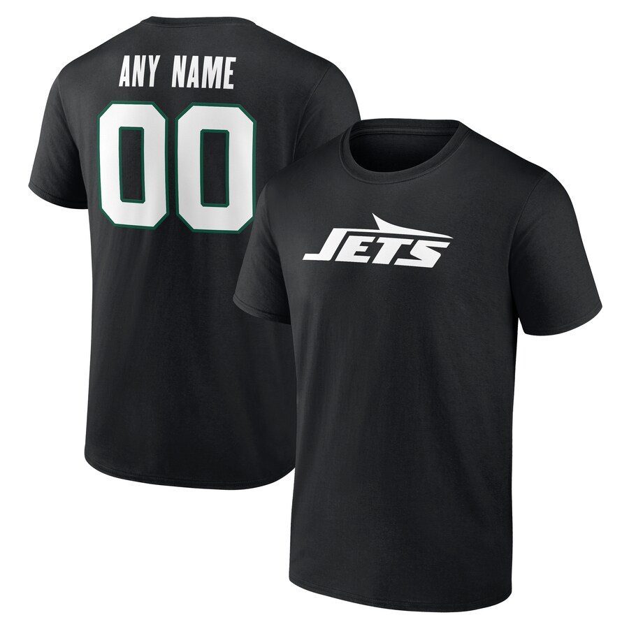 Men's New York Jets  Black Team Authentic Custom T-Shirt