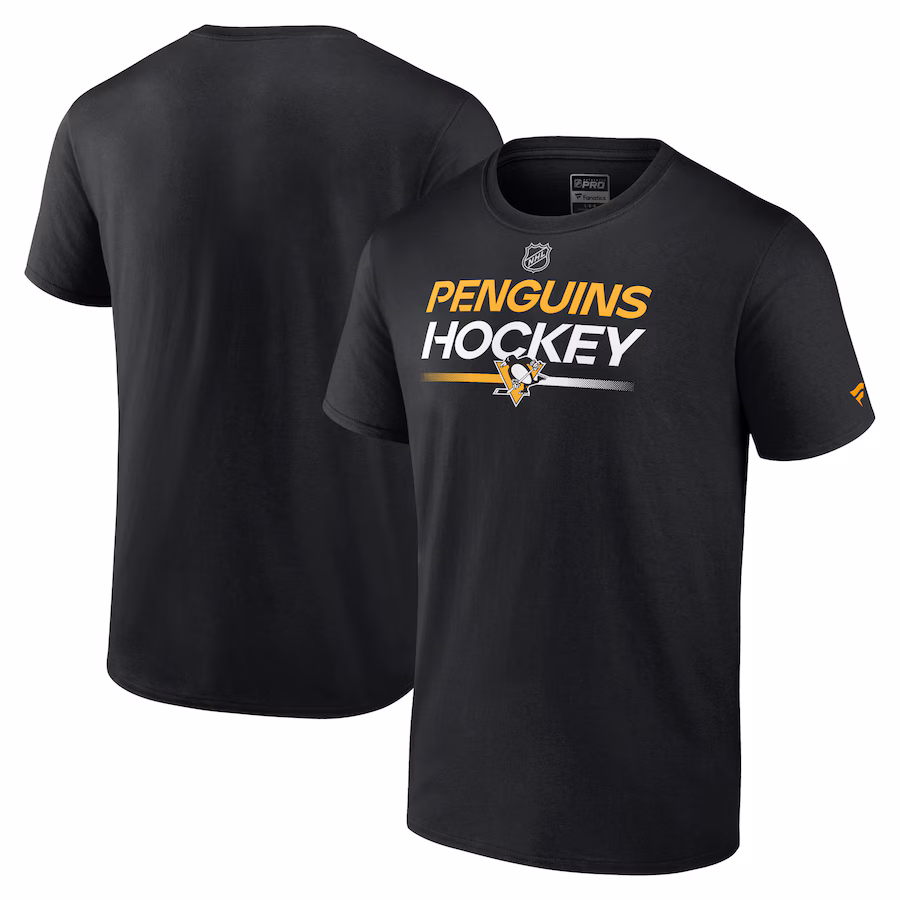 Men's Pittsburgh Penguins Fanatics Black Authentic Pro Primary T-Shirt