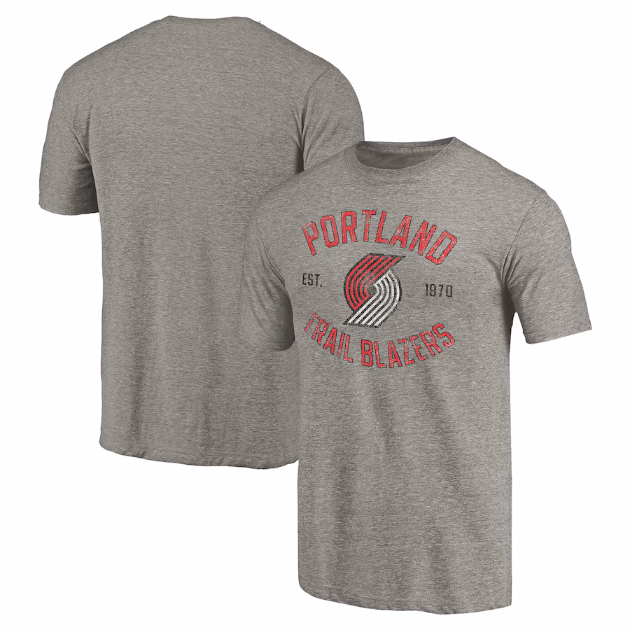 Men's Portland Trail Blazers Gray Team Heritage Tri-Blend T-Shirt