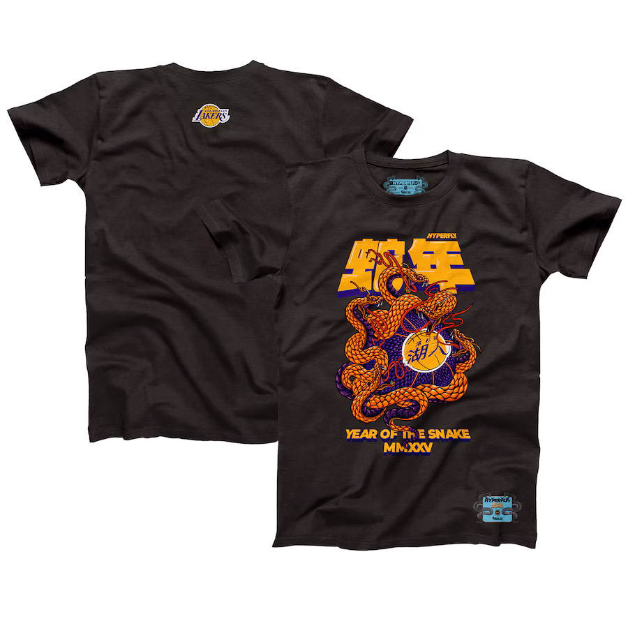 Unisex Los Angeles Lakers NBALab x Hyperfly Heather Black Year of the Snake Lunar New Year Collection T-Shirt