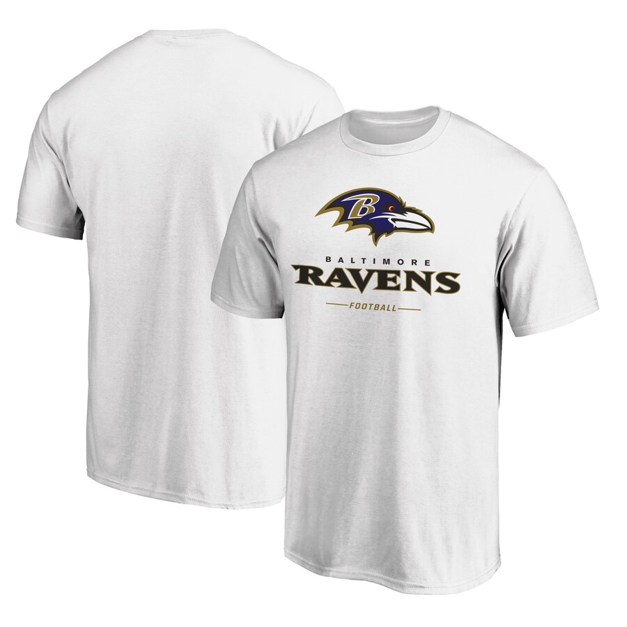 Men's Baltimore Ravens White Logo Team Lockup T-Shirt