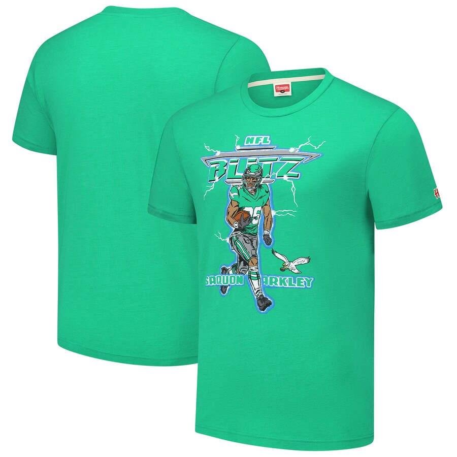 Men's Philadelphia Eagles Saquon Barkley Homage Kelly Green NFL Blitz Player Tri-Blend T-Shirt