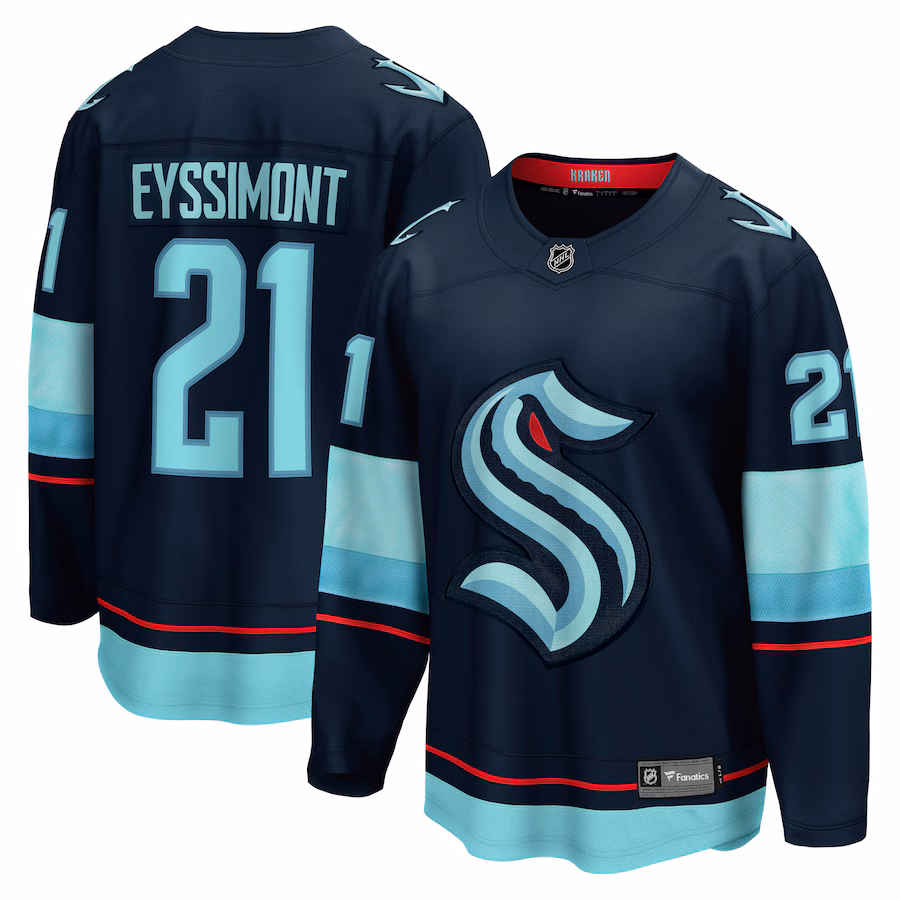 Men's Seattle Kraken Mikey Eyssimont Fanatics Deep Sea Blue Home Breakaway Jersey