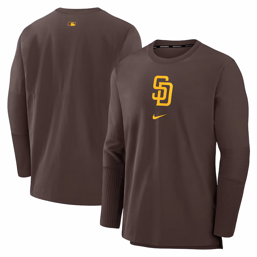 Men's San Diego Padres Nike Brown Authentic Collection Player Performance Pullover Sweatshirt