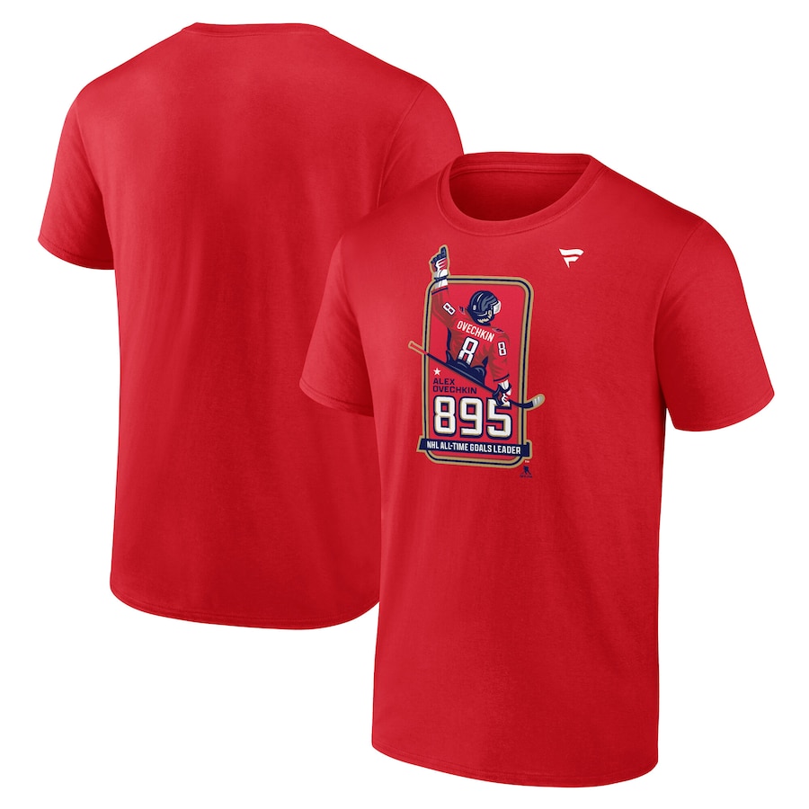 Men's Washington Capitals Alexander Ovechkin Fanatics Athletic Red NHL All-Time Leading Goal Scorer Locker Room T-Shirt