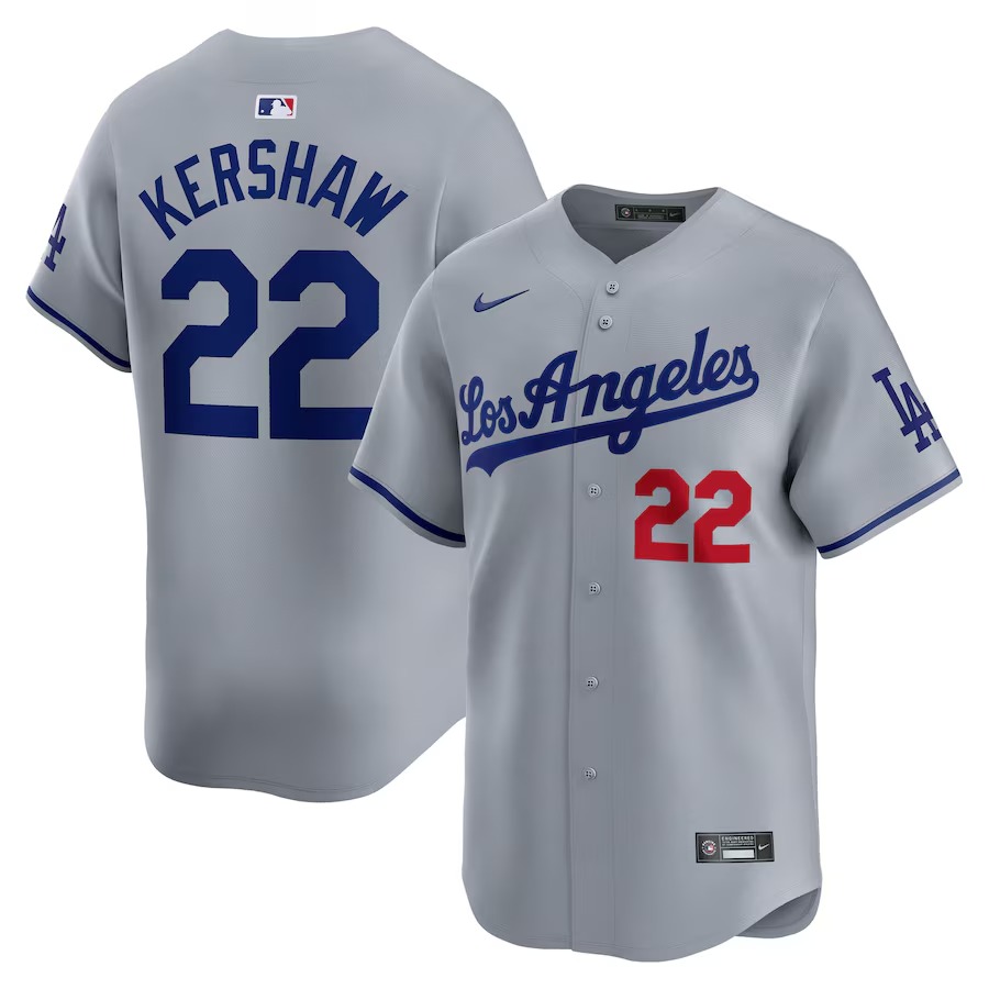 Men's Los Angeles Dodgers Clayton Kershaw Nike Gray Away Limited Player Jersey