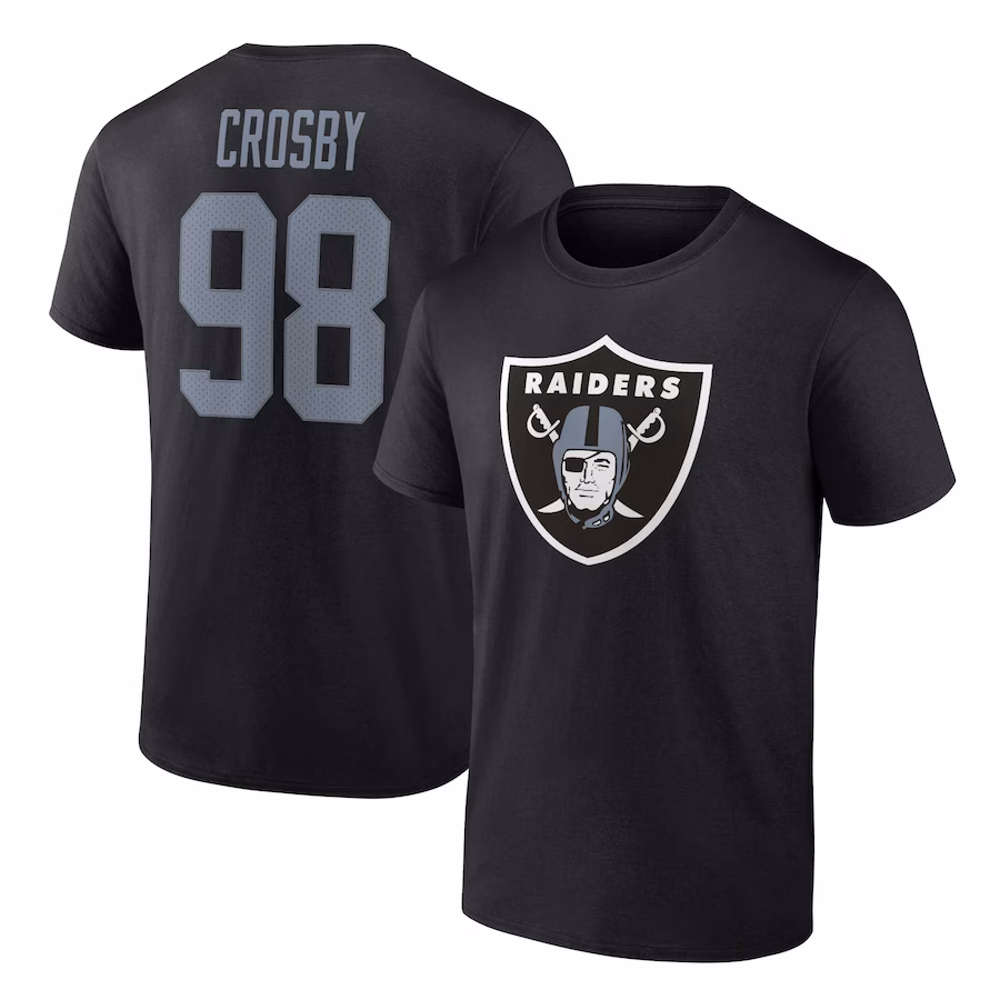 Men's Las Vegas Raiders Maxx Crosby Fanatics Black Player Icon Name & Number T-Shirt
