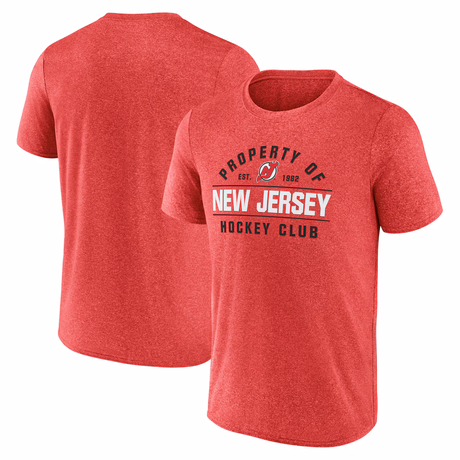 Men's New Jersey Devils Fanatics Heather Red Property Of T-Shirt